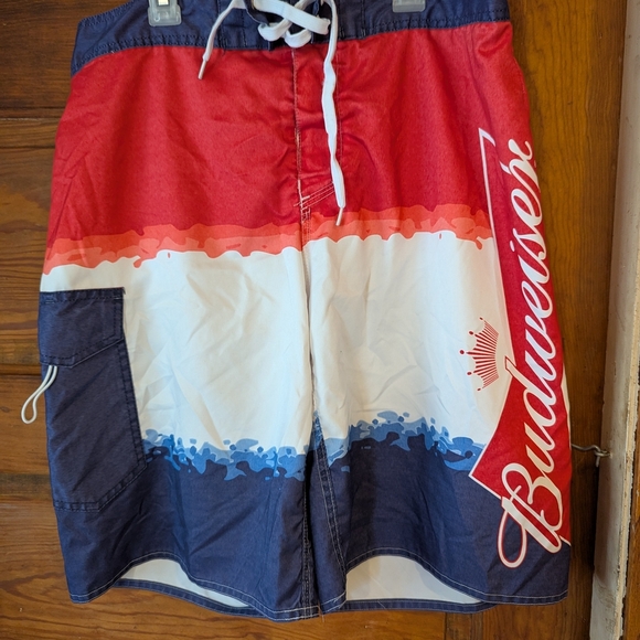 Budweiser Red and Blue Board Shorts SZ 34 - Picture 1 of 7